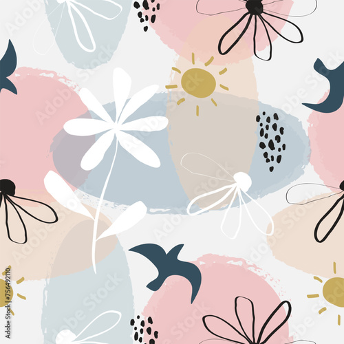 Abstract floral surface pattern seamless background vector illustration for fashion fabric wallpaper and print design 