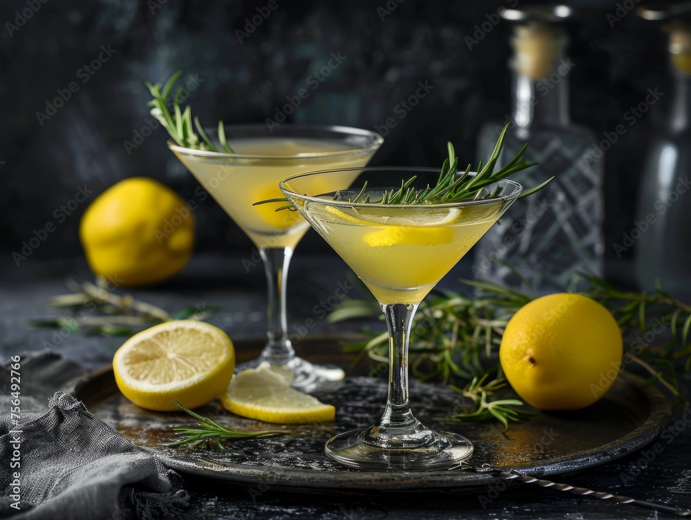 Yellow martini cocktail