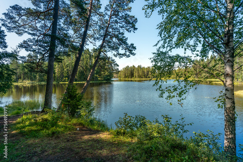 Beautiful lakeside view from the Swedish countryside