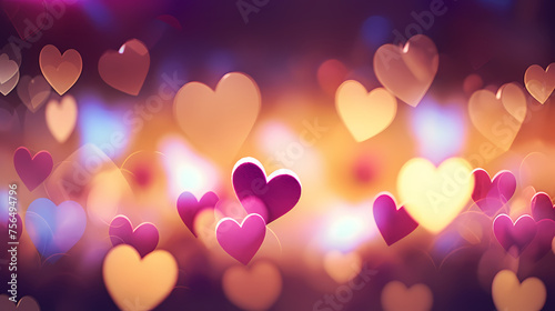 Blurred heart background, vibrant and romantic