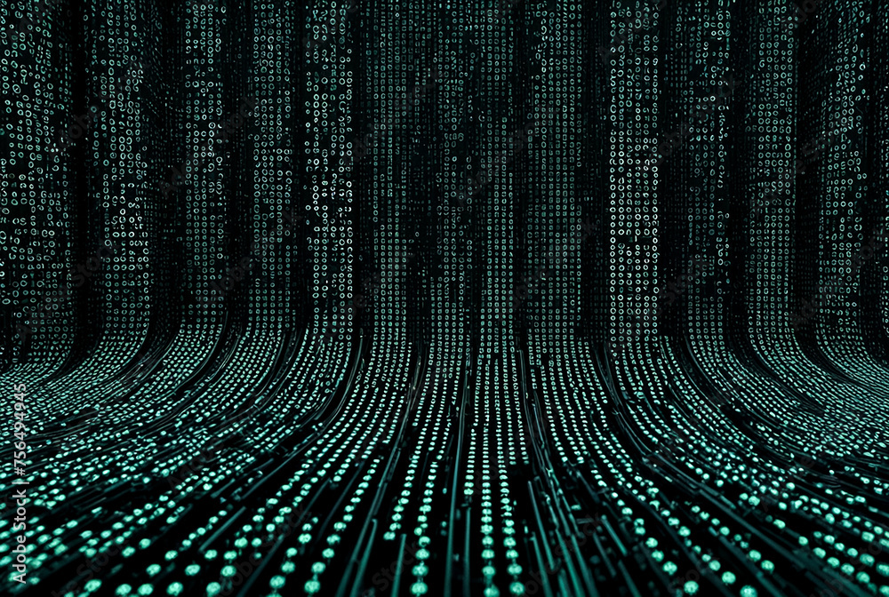 Wallpaper of abstract futuristic cyberspace with binary code, digital ...