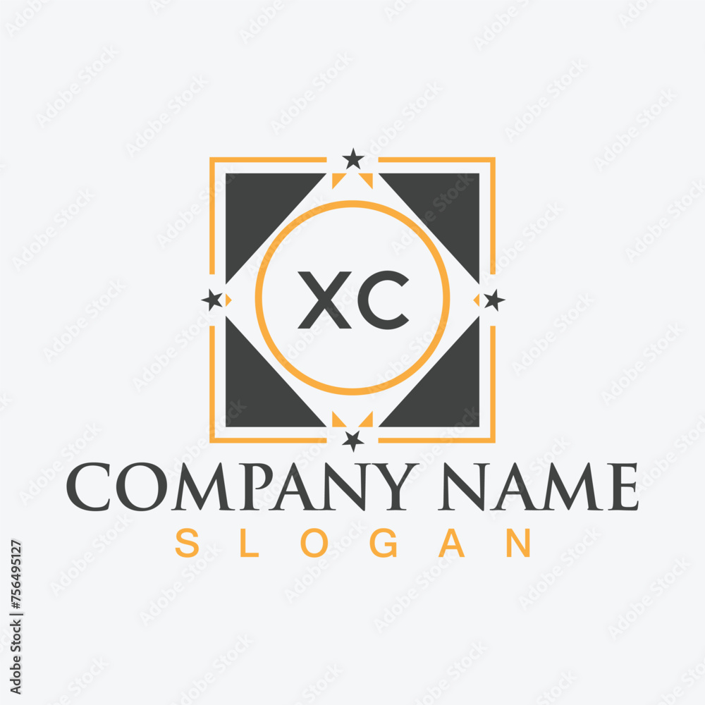 XC Letter Logo Design with Square shape design