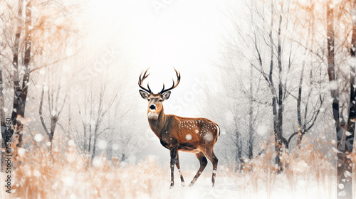 deer in winter forest © Vahe