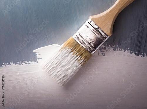 Brush painting wall with white paint