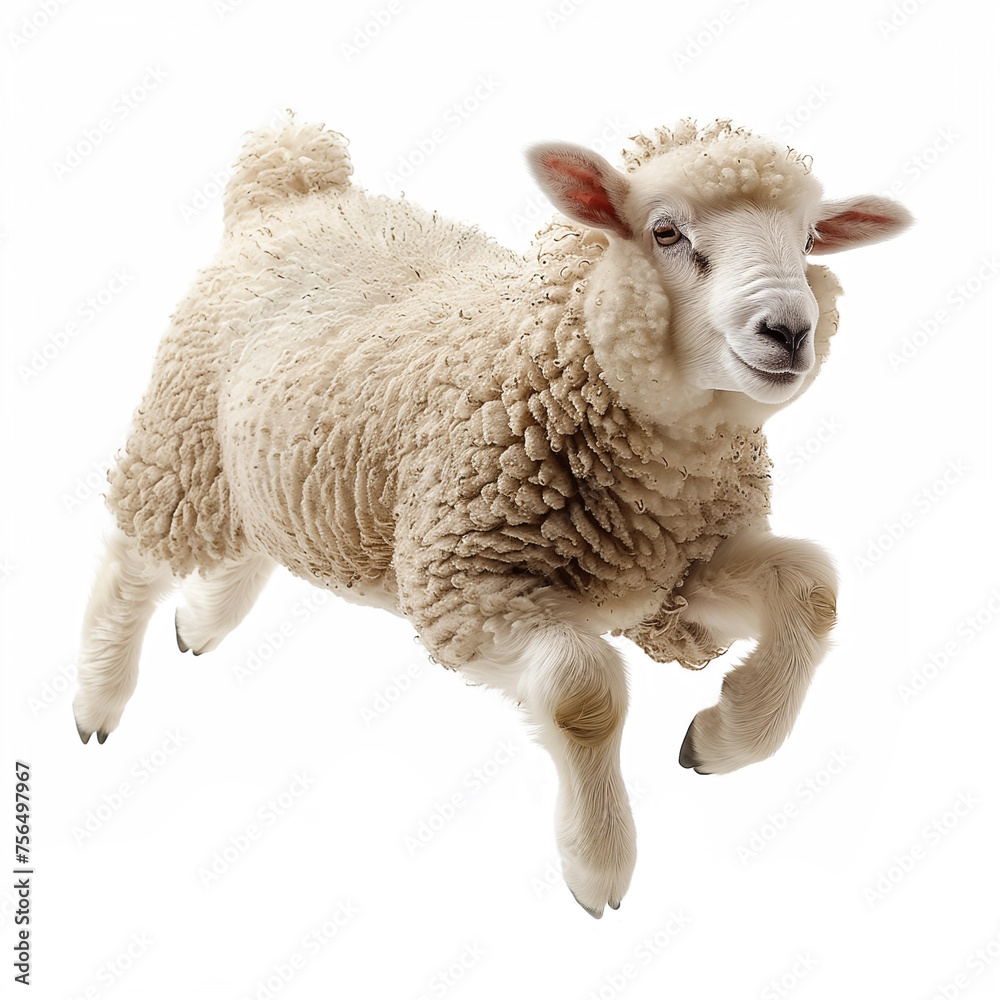 Obraz premium cute funny sheep isolated on white background