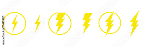 Electric power icon. Thunder bolt lightning icons set. Flash lightning sign vector collection. Various vector stock symbol illustration of thunderbolt electric flashes for energy powers . vector EPS10