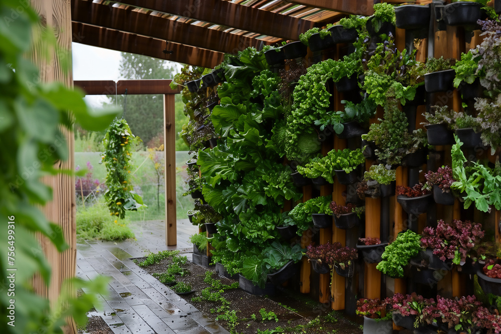 Vertical vegetable garden Generative AI. Vertical vegetable garden Generative AI.