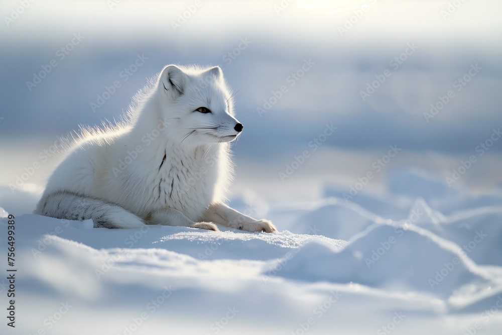 Obraz premium Arctic fox in snowy landscape