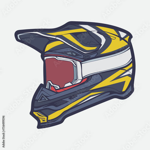 Helmet Motorcycle Cartoon Vector Icon, Cartoon Vector Icon Concept Flat Design. Draw Cartoon Vector Icon Illustration Helmet Motorcycle In Flat Style. Icon Cartoon Vector Helmet Motorcycle Side View