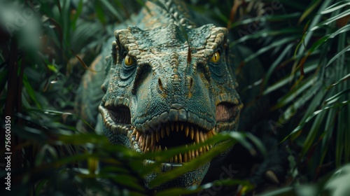 Menacing dinosaur emerges from thick prehistoric jungle © MAY