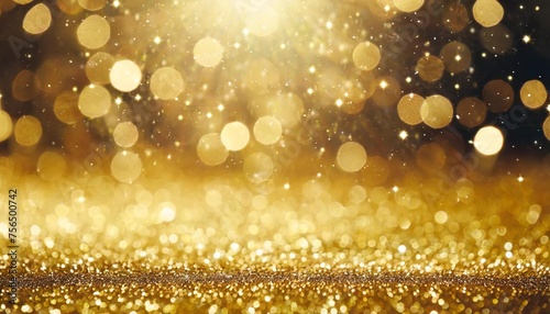 gold sparkling lights festive background with texture abstract christmas twinkled bright bokeh defocused and falling stars winter card or invitation