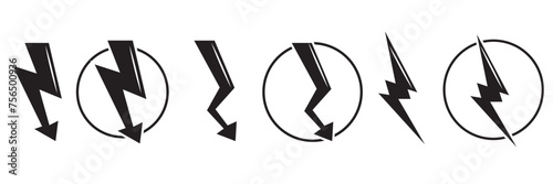 flash lightning bolt icon. Electric power symbol. Power energy sign, vector illustration. Power fast speed logotype photo