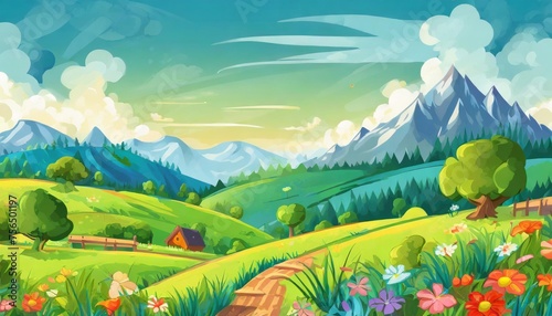 landscape countryside cartoon scene background