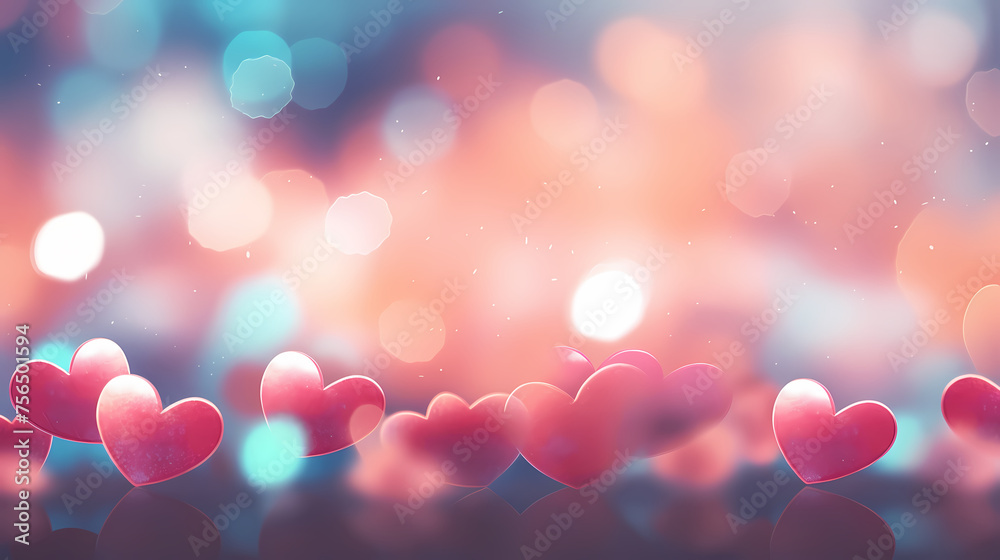 Fototapeta premium Blurred heart background with bokeh effect