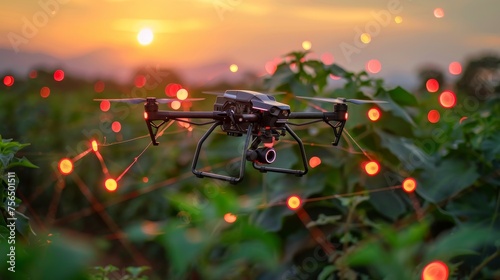 Smart farming operations at dusk  integrating robotics