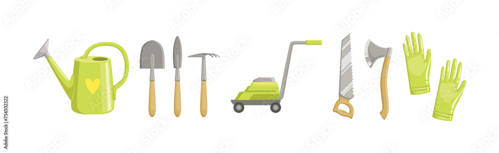 Obraz premium Garden Tool and Equipment for Plant Cultivation Vector Set