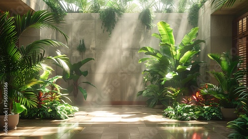 tropical house with many plants