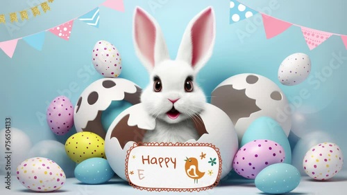 Joyeuse Pâques avec un lapin photo