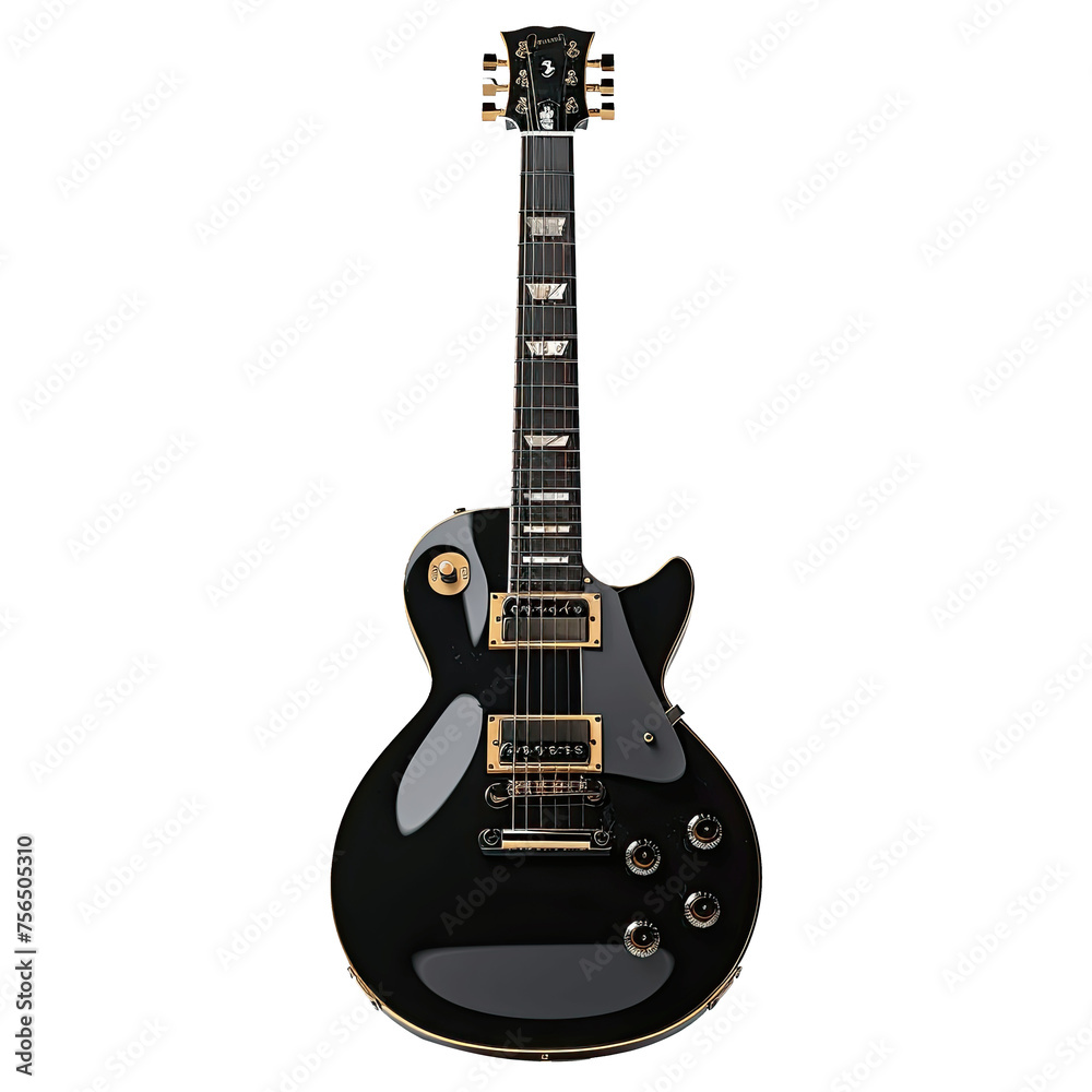 Naklejka premium Black electric guitar isolated on white background