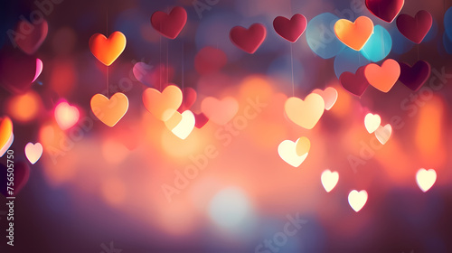 Blurred heart background with bokeh effect