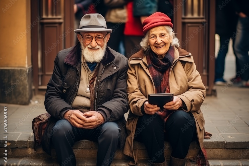 Happy elderly mature couple. Well-being and love in old age Happy elderly mature couple. Well-being and love in old age