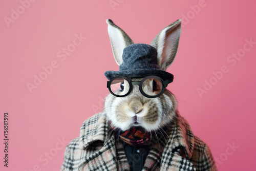 Cute Bunny with Glasses and...