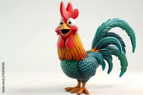 The rooster is isolated on a white background. 3d illustration © Александр Лобач