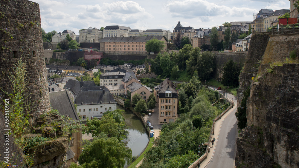 Luxembourg city, capital of Grand Duchy of Luxembourg, downtown view of Luxembourg, town of European country