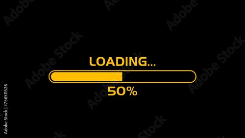 Loading Progress: 50% Complete - A Vibrant yellow Progress Bar with the Word "Loading"