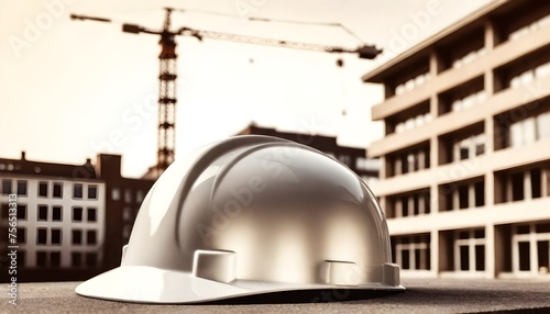 Construction helmet on a building