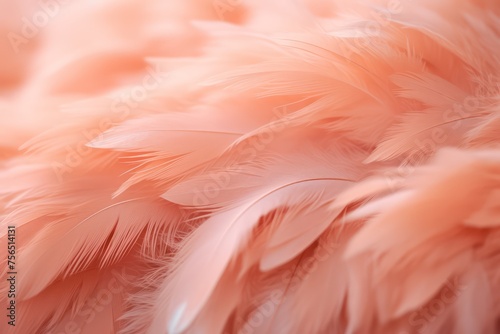 Pink abstract background with fluff and feathers. Generative AI