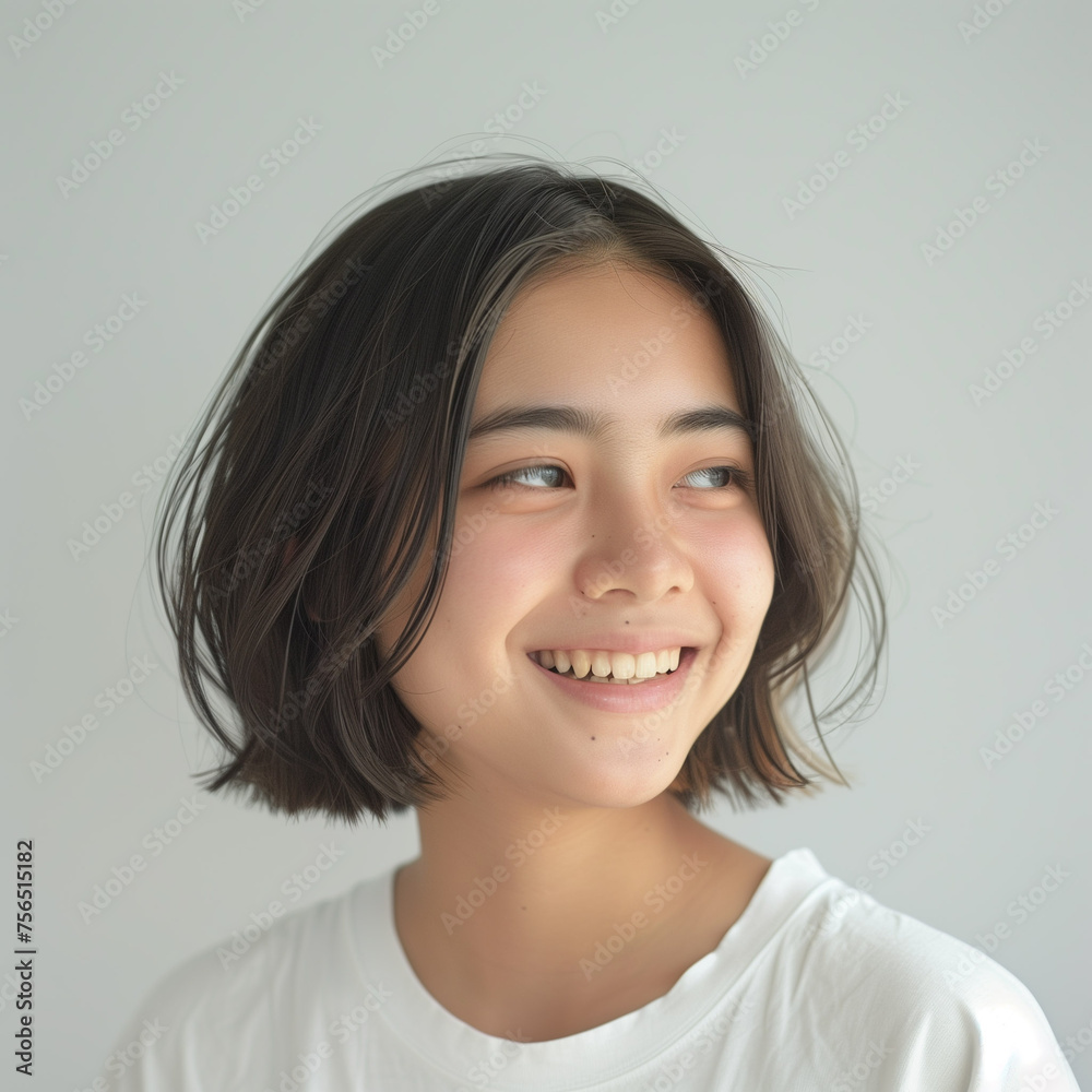 楽しそうに笑う17才の女の子 楽しそうに笑う17才の女の子