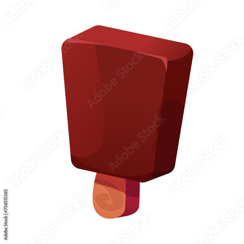 Ice Cream of Eskimo with Dark Chocolate Glaze Isolated. Vector Cartooon Illustration.