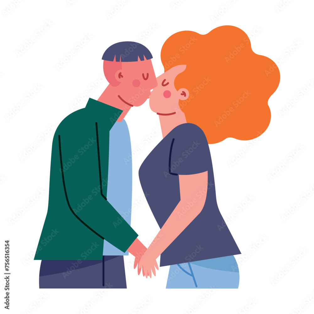 couple kissing illustration