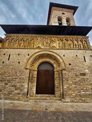 Romanesque facade of the church of Santiago in Carrion de los Condes, province of Palencia