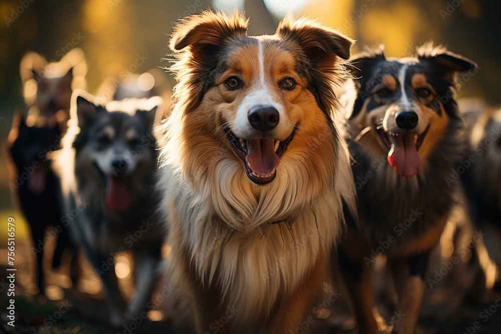 A dog daycare center, where furry pals gather for a day filled with fun, frolic, and furry friendships. This heartwarming image captures the essence of a canine community. A dog daycare center, where furry pals gather for a day filled with fun, frolic, and furry friendships. This heartwarming image captures the essence of a canine community.