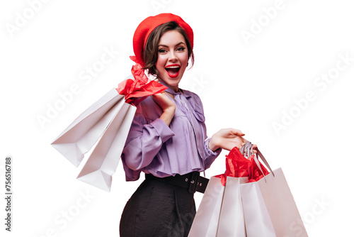 woman with shopping bags (ID: 756516788)
