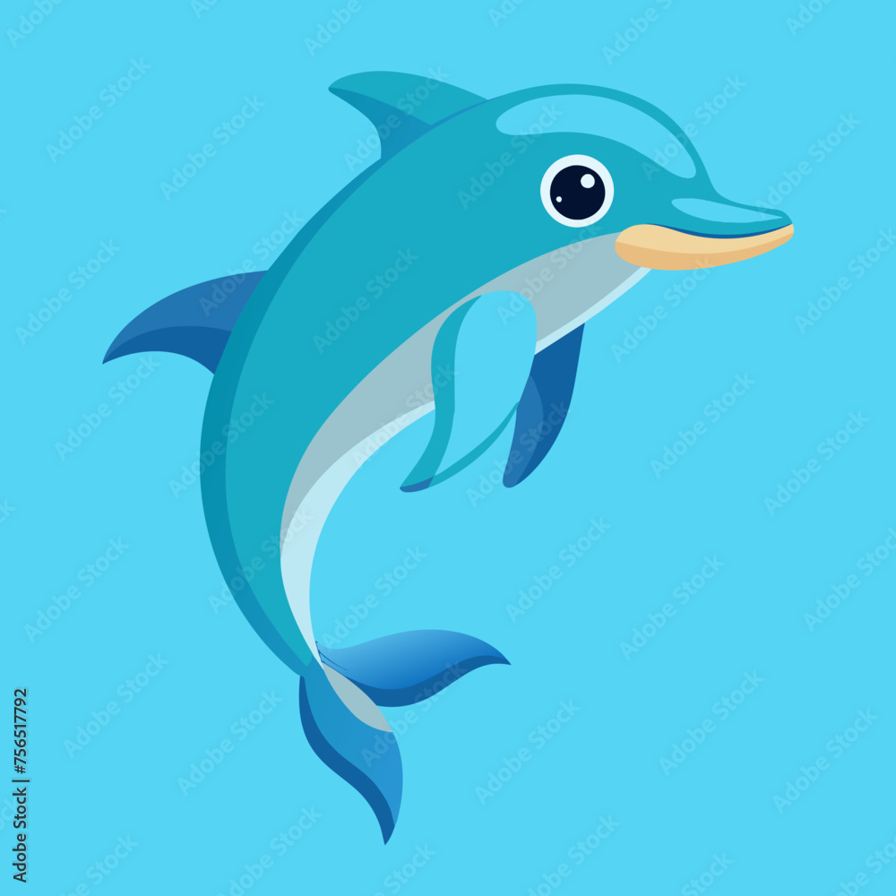 Obraz premium Dolphin, beluga, grampus, mammal, narwal, orca, porpoise, whale, pet, cartoon, pretty, cute, draw, vector, illustration 