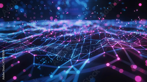 A visually stunning 3D animation showcasing the flow of data through a complex network of technological connections photo