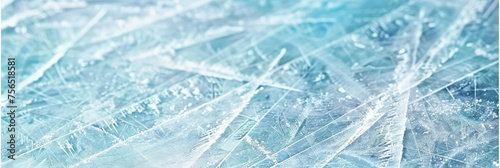 natural blue ice texture of surface of frozen. Nature abstract pattern of white cracks ice. Winter seasonal background,ice skating surface, flat lay, ice texture background