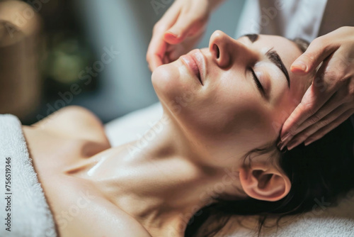 Woman having massage in the spa salon. Body massage treatment.