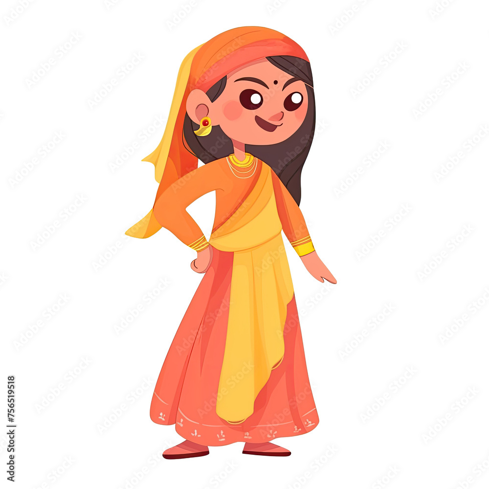 An illustration of a young girl wearing traditional Sikh clothing An illustration of a young girl wearing traditional Sikh clothing