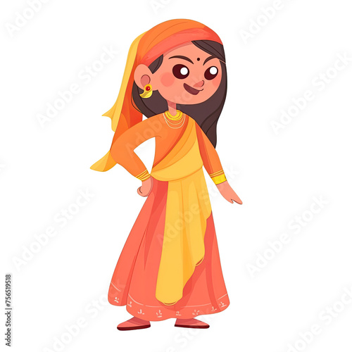 An illustration of a young girl wearing traditional Sikh clothing