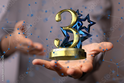 3rd place letter in 3d in hand