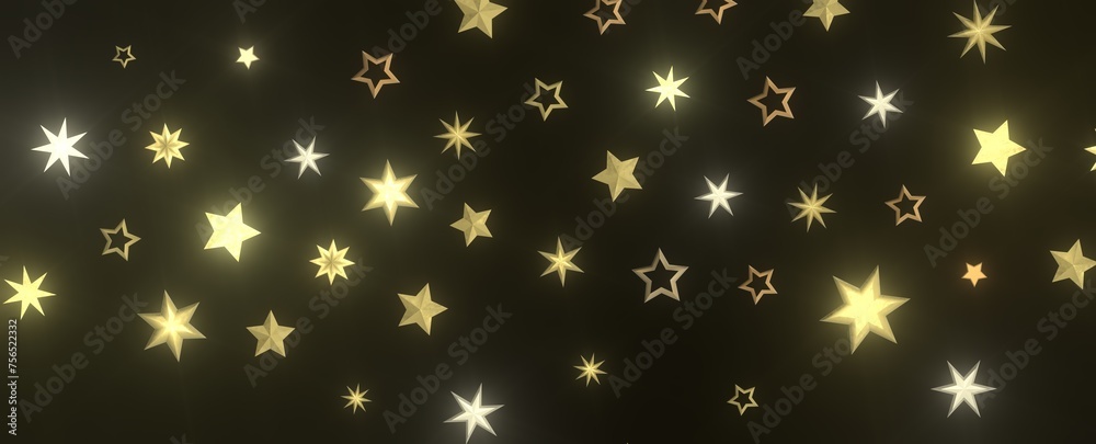 Festive Celestial Cascade: Mesmerizing 3D Illustration of Descending Christmas Stars Festive Celestial Cascade: Mesmerizing 3D Illustration of Descending Christmas Stars