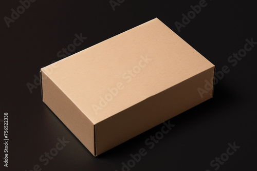 cardboard box mockup cardboard box, packaging design branding mockup product packaging brown box printable cardboard box on black background.