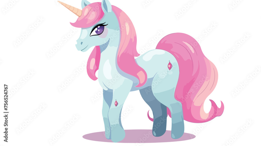 Cool Pose Unicorn Cartoon with Sweet Smile flat vector