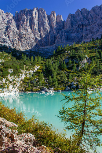 Fototapeta Naklejka Na Ścianę i Meble -  Lago di Sorapis, Dolomite Alps, Italy, Europe