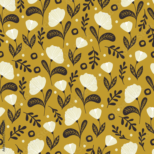 Vector abstract seamless simple floral pattern. Flower pattern. Spring pattern. Pattern for textiles or for cover. Wallpaper.