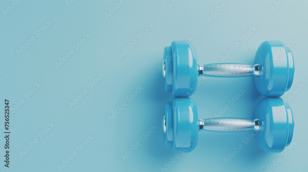 Top View Fitness: Blue Dumbbells Pair on Pastel Background, Ideal for Gym Workout, Exercise, and Strength Training Sessions – Healthy Lifestyle Concept Top View Fitness: Blue Dumbbells Pair on Pastel Background, Ideal for Gym Workout, Exercise, and Strength Training Sessions – Healthy Lifestyle Concept
